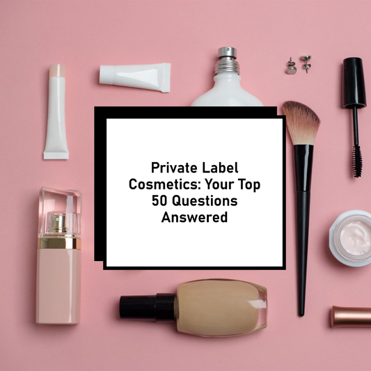 Cover of answer to the 50 most frequently asked questions about private label cosmetics