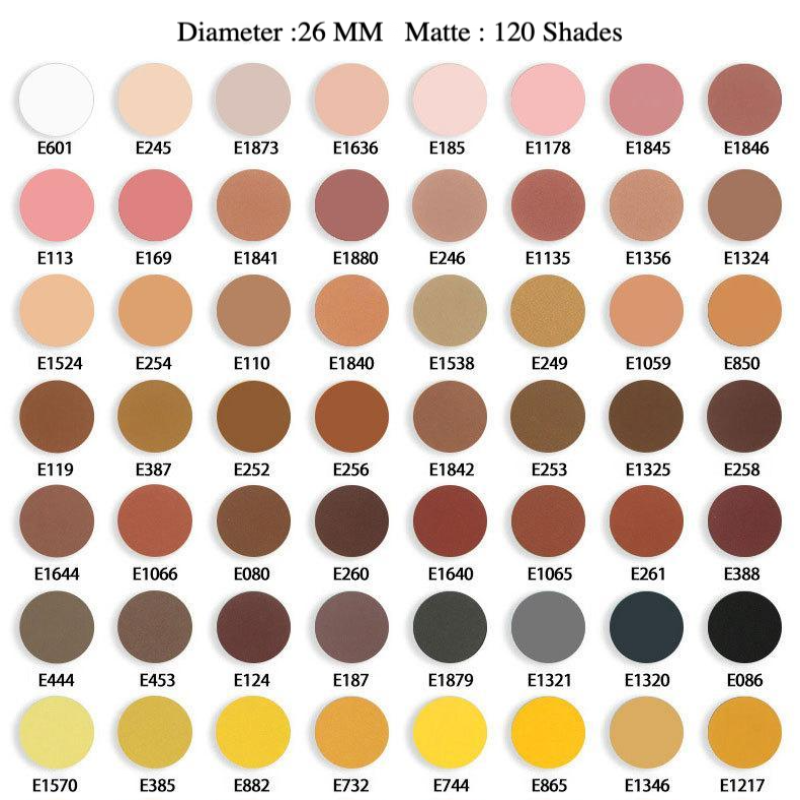 Private Label Round Hole 9 Color Eye Shadow Palette Shade Swatch