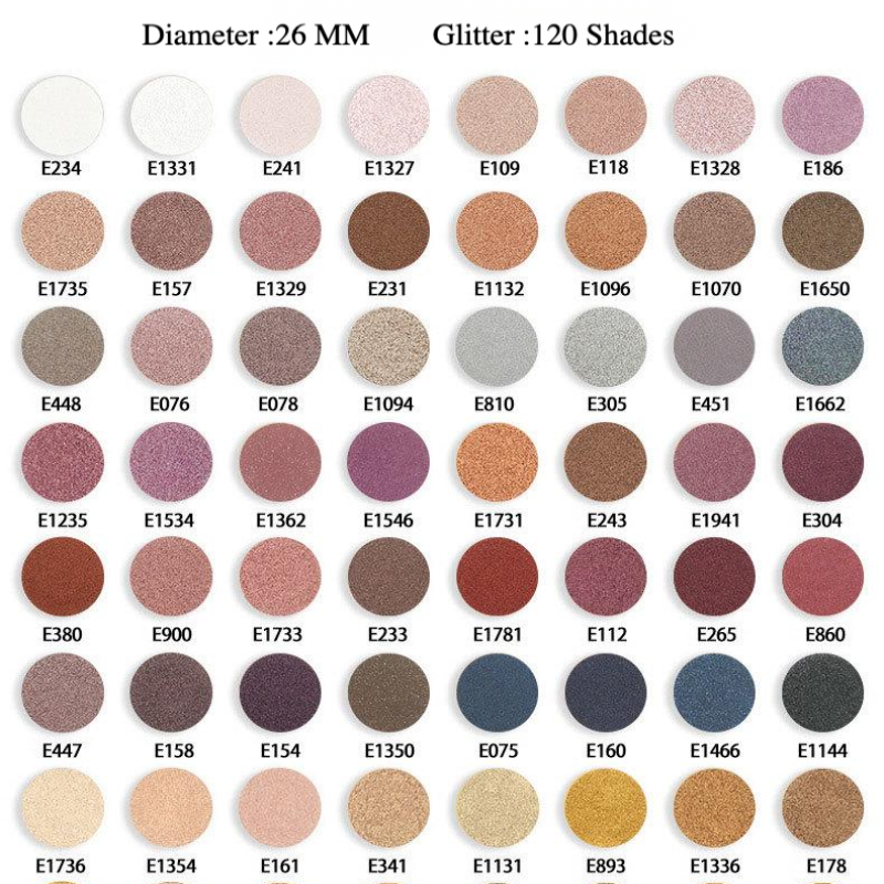 Private Label Round Hole 9 Color Eye Shadow Palette Shade Swatch