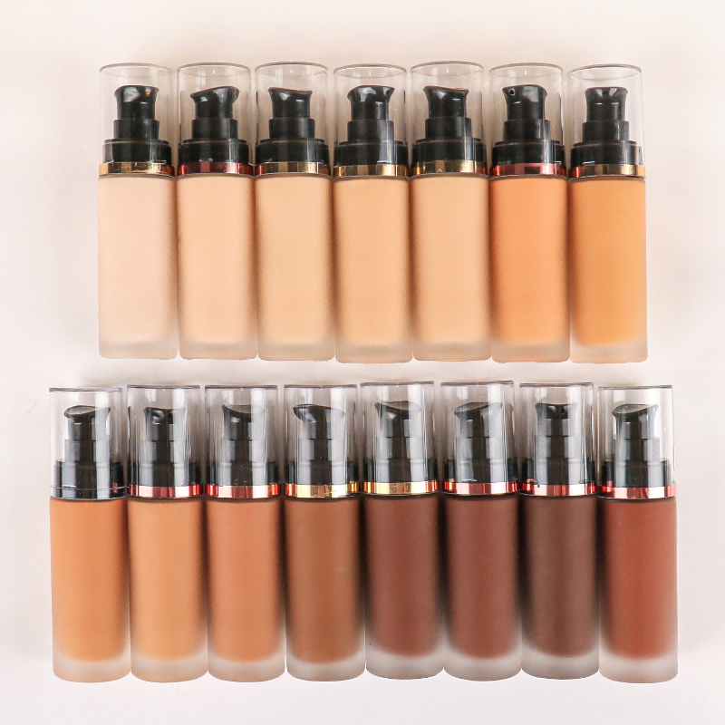 Private label long lasting coverage matte liquid foundation 15 pcs