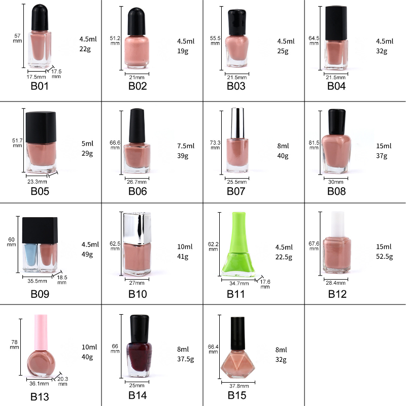 Private label water-based nail polish bottle options