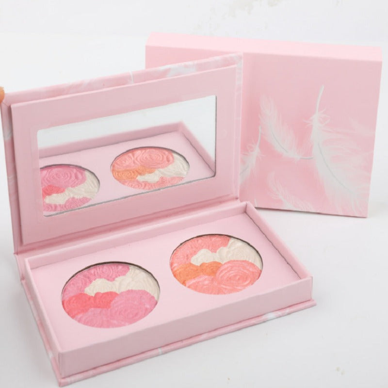 Private label fine powder two-color baked powder petal blush-1
