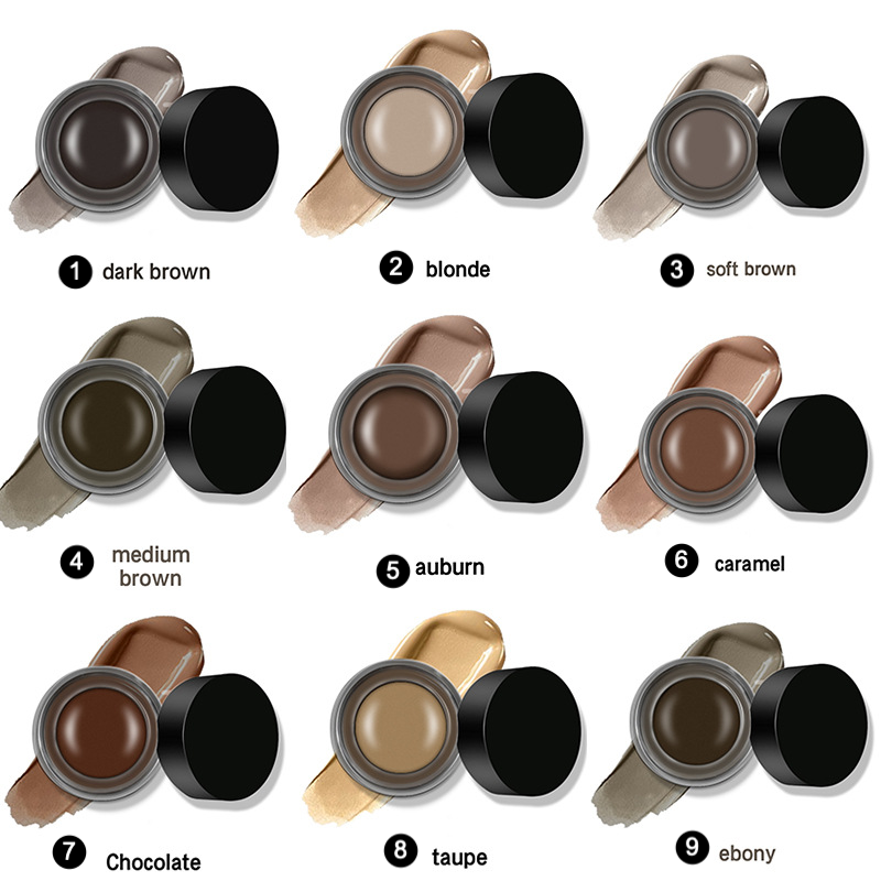 Private label 9 colors black cover eyebrow gel color board