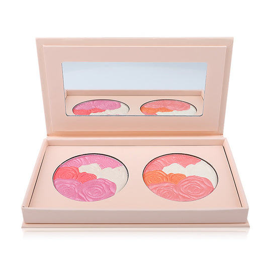 Private label fine powder two-color baked powder petal blush