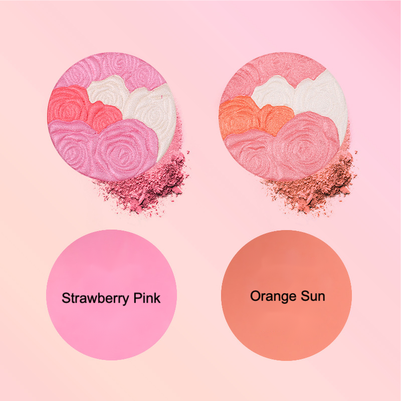 Private label fine powder two-color baked powder petal blush color board