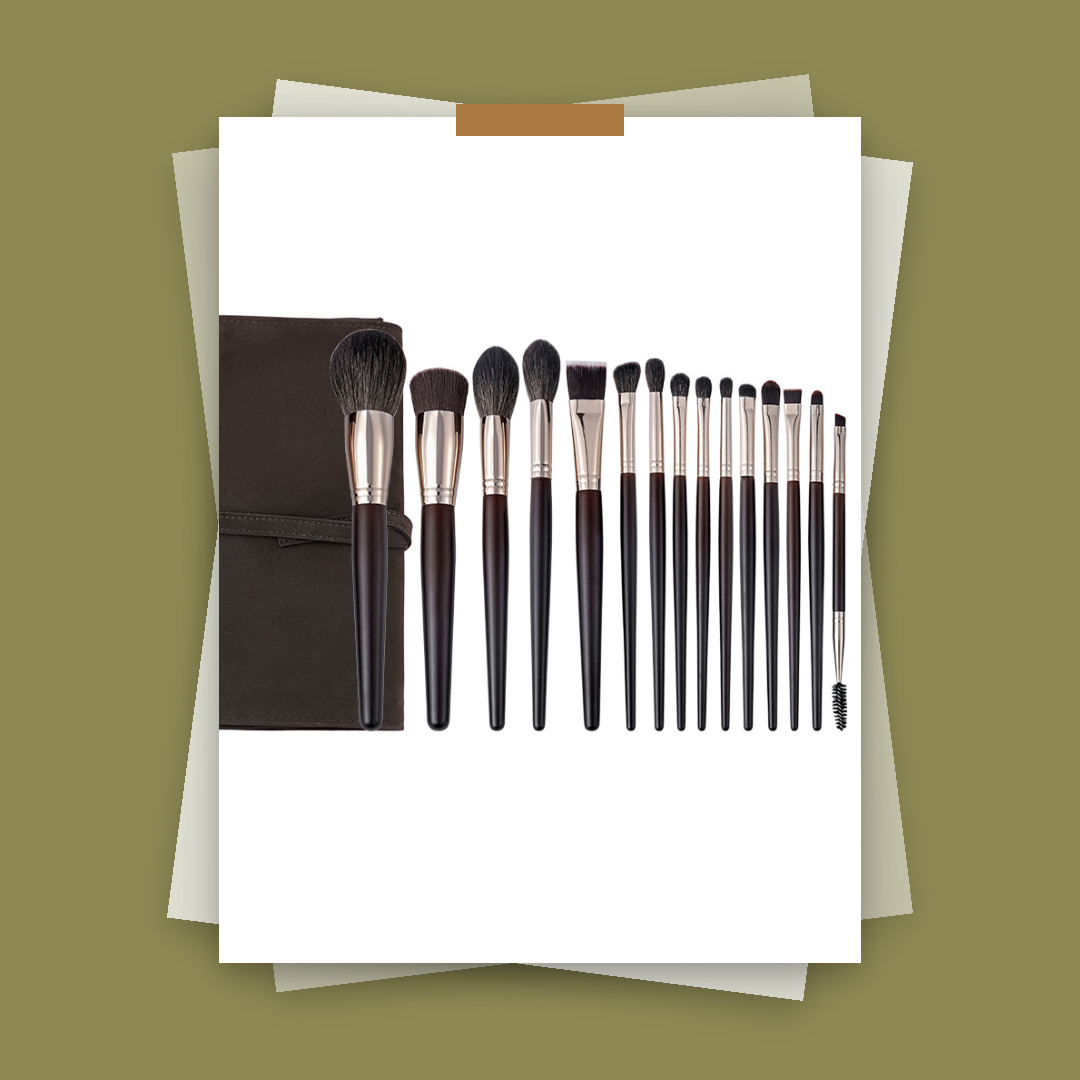 Private Label 15-PCS Wool Makeup Brush Set