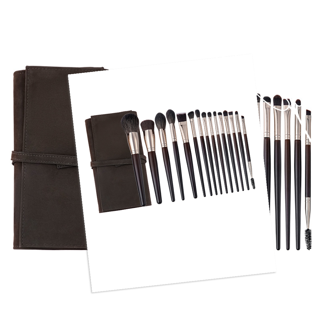 Private Label 15-PCS Wool Makeup Brush Set