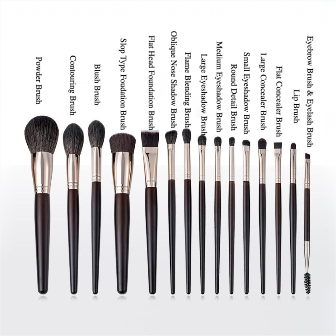 Private Label 15-PCS Wool Makeup Brush Set