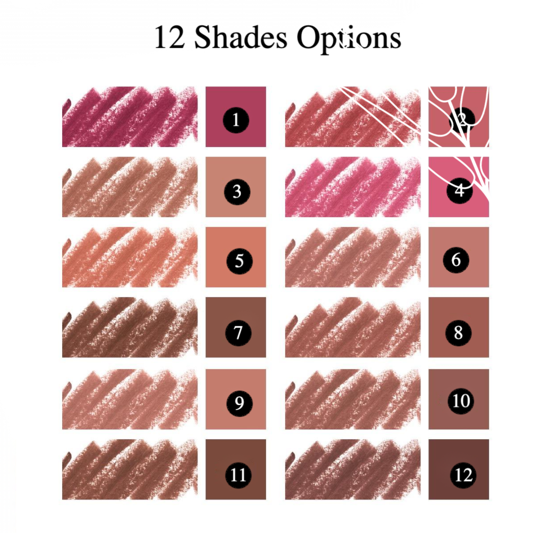Private Label Nature Matte Smooth Lip Liner Shade chart