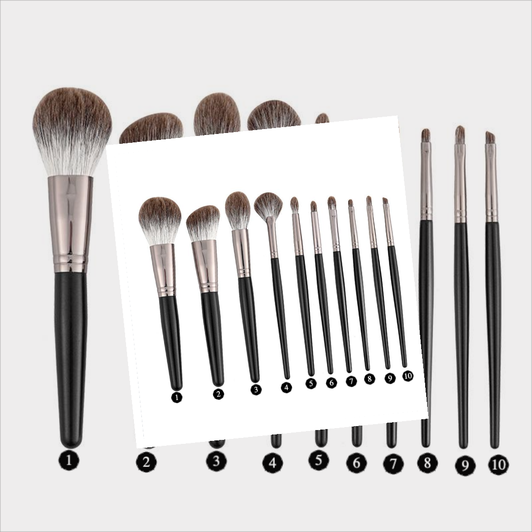 Private Label 10 PCS Snow Fox Hair Makeup Brush Set