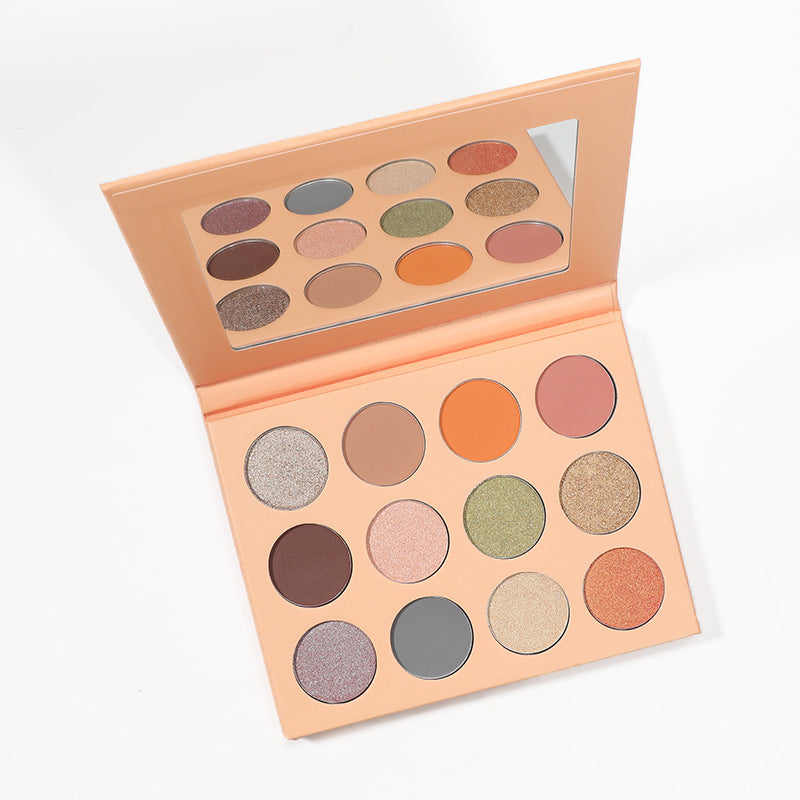 MetaCNBeauty Private Label Round Hole 12 Color Eye Shadow Palette In Orange Box