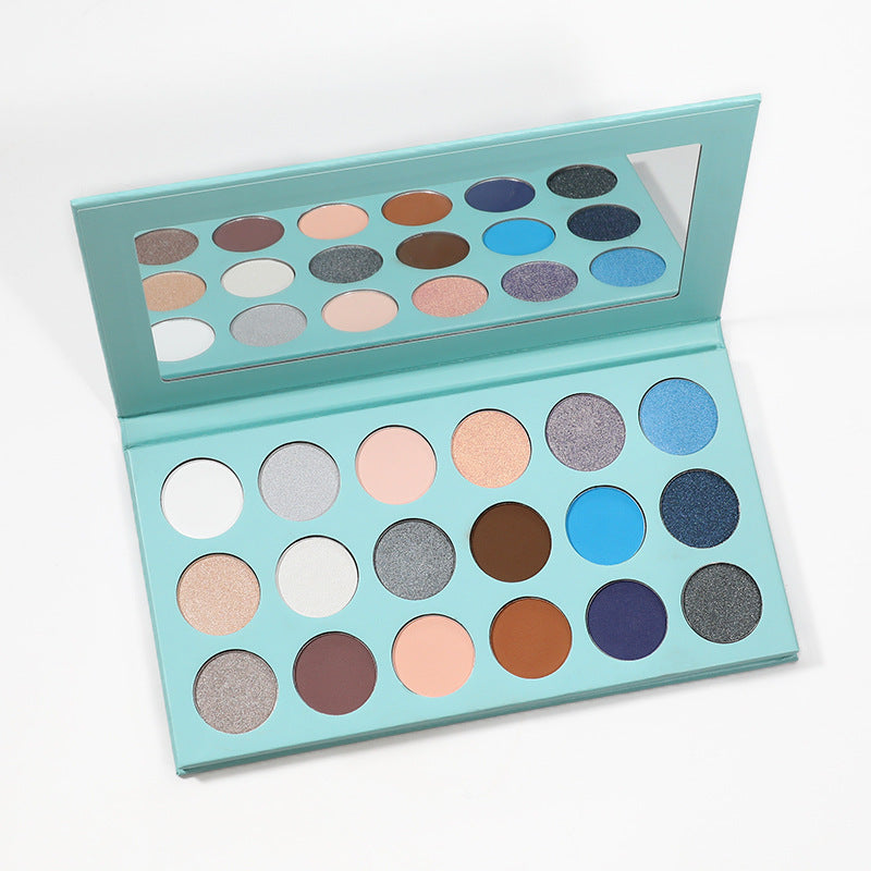 Private Label 18-Color Eye Shadow Palette With Round Holes In Blue Box