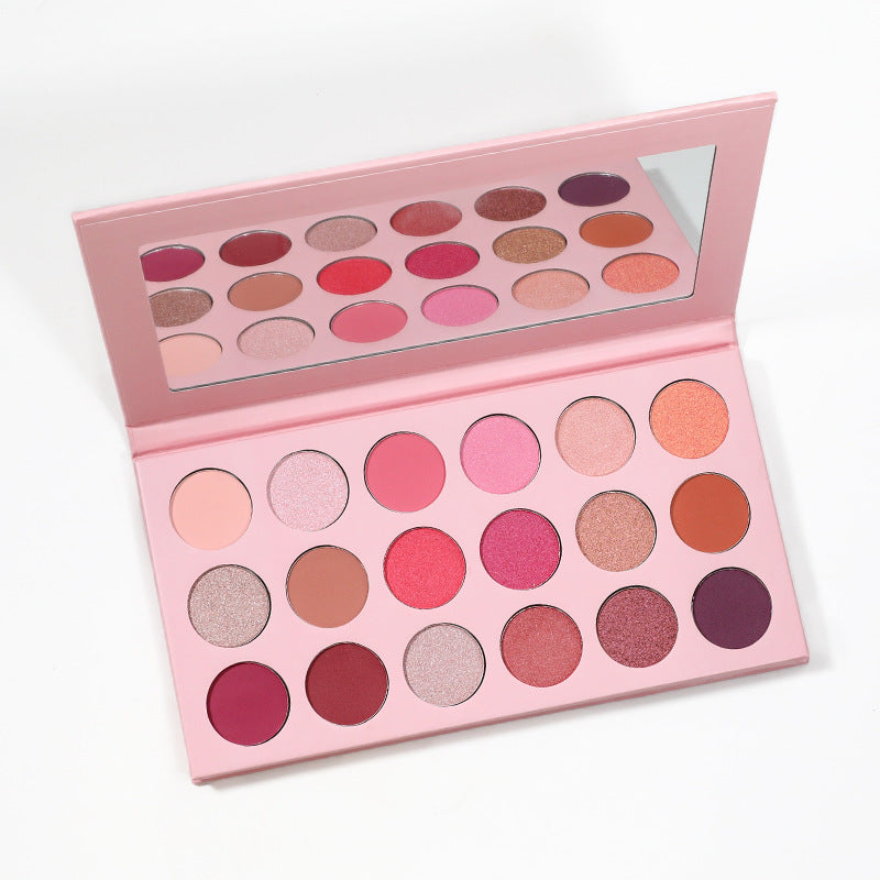 Private Label 18-Color Eye Shadow Palette With Round Holes In Pink Box