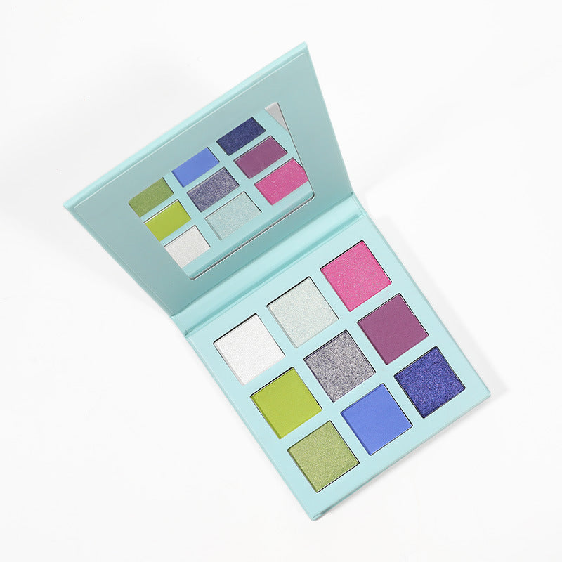 MetaCNBeauty Private Label 9-Color Eye Shadow Palette Light Blue Box