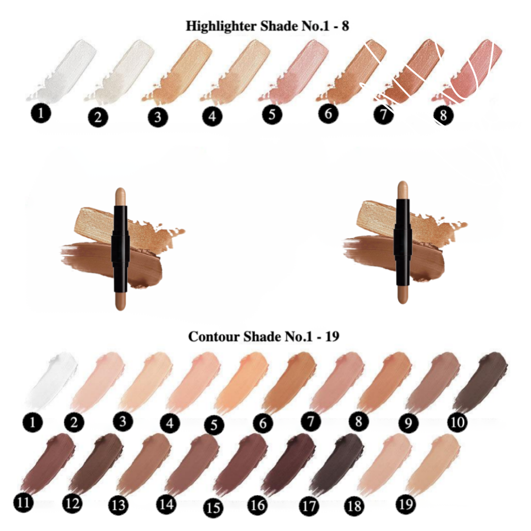 Private Label Contour And Highlight Stick Duo Shades Chart
