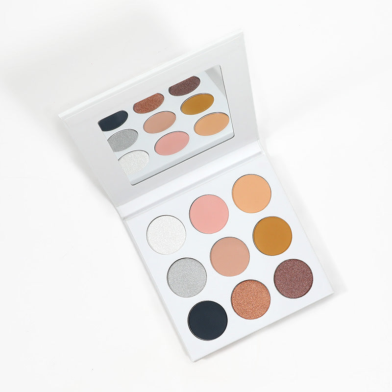 MetaCNBeauty Private Label Round Hole 9 Color Eye Shadow Palette In White Box