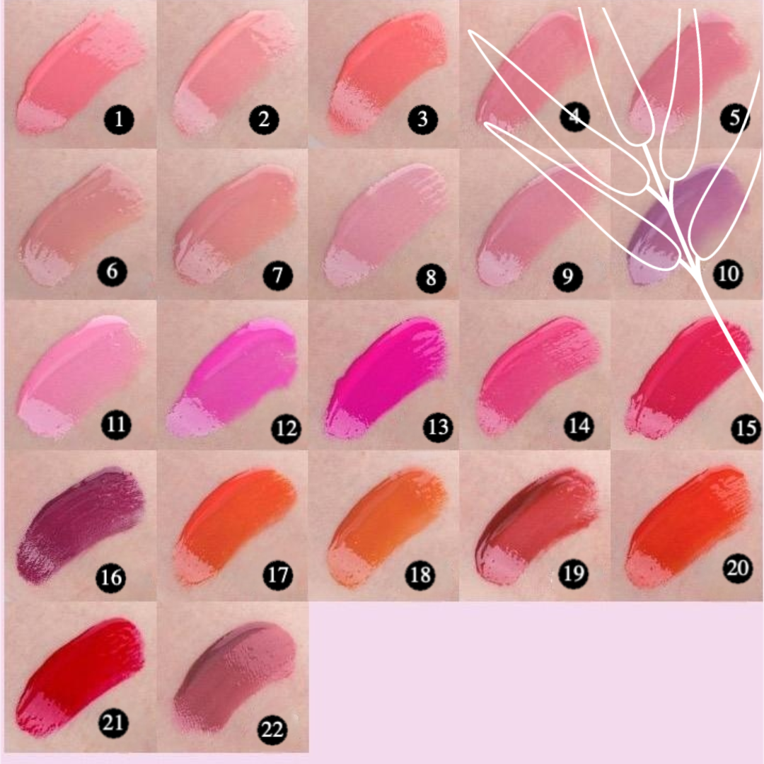Private Label Nature Glossy Mirror Liquid Lipstick shades chart