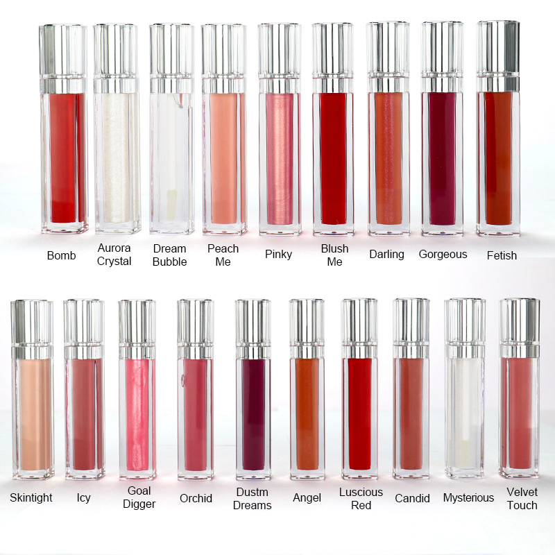 Private label glossy non-stick lipglaze color board in tube