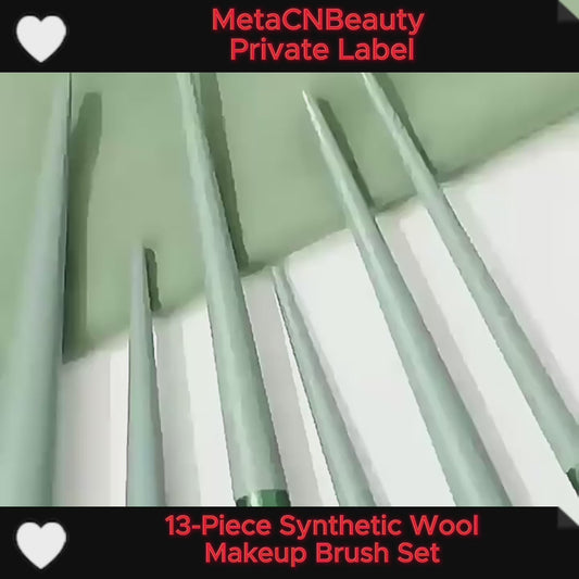 Private Label 13-Piece Synthetic Wool Makeup Brush Set