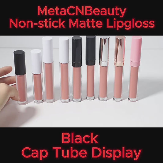 MetaCNBeauty Private Label Non-Stick Lip Gloss In Black Cap tube