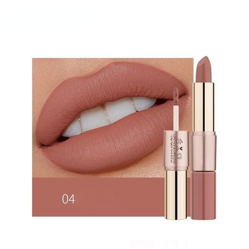 Two-in-one non-stick velvet matte lip gloss lipstick