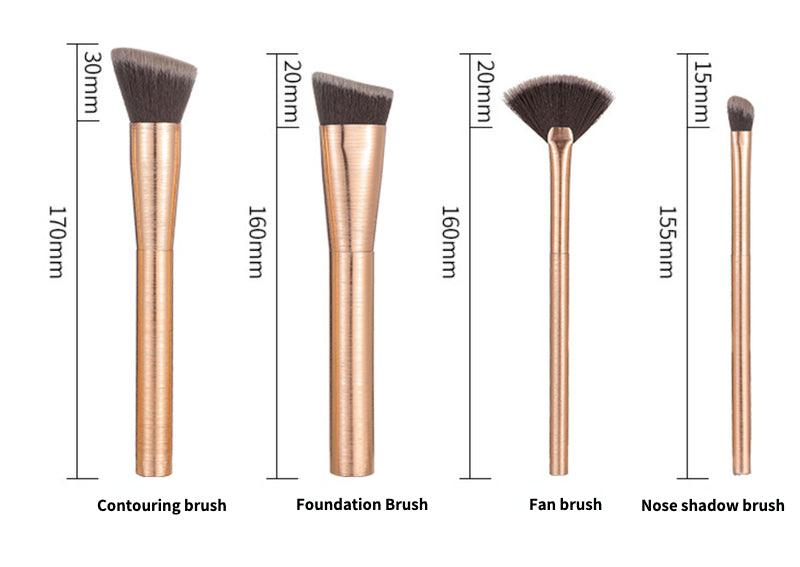 Rose Gold 20 Biomimetic Fiber Hair Makeup Brush Set