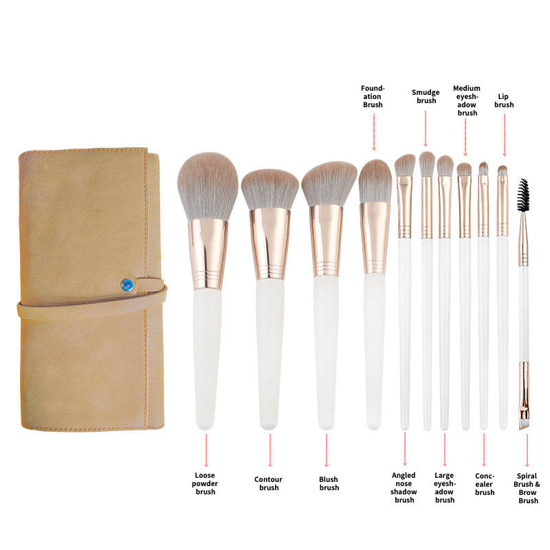Set of 11 Soft Nanofiber Hair Makeup Brushes