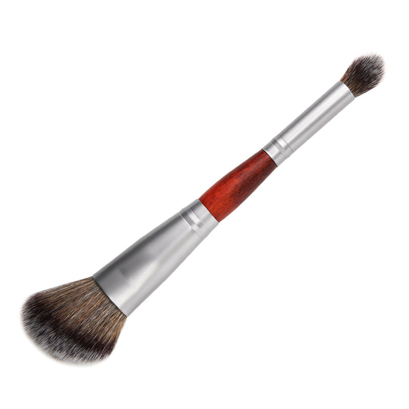 Double head (blush brush/loose powder highlighter brush + nose shadow contour brush) universal makeup brush