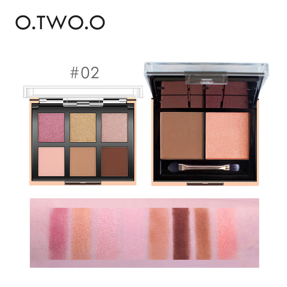O.TWO.O blush eye shadow integral plate pearlescent matte eye shadow plate repair capacity portable beginner makeup plate 9982