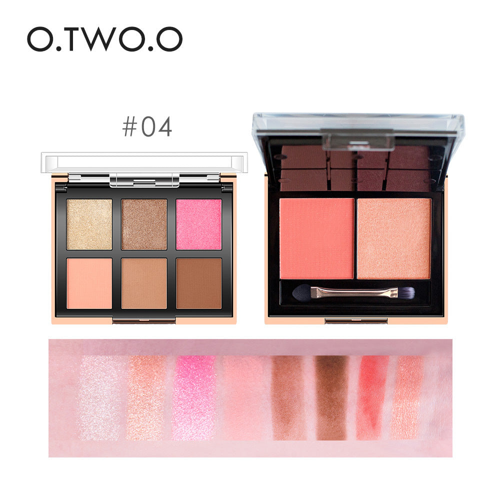 O.TWO.O blush eye shadow integral plate pearlescent matte eye shadow plate repair capacity portable beginner makeup plate 9982