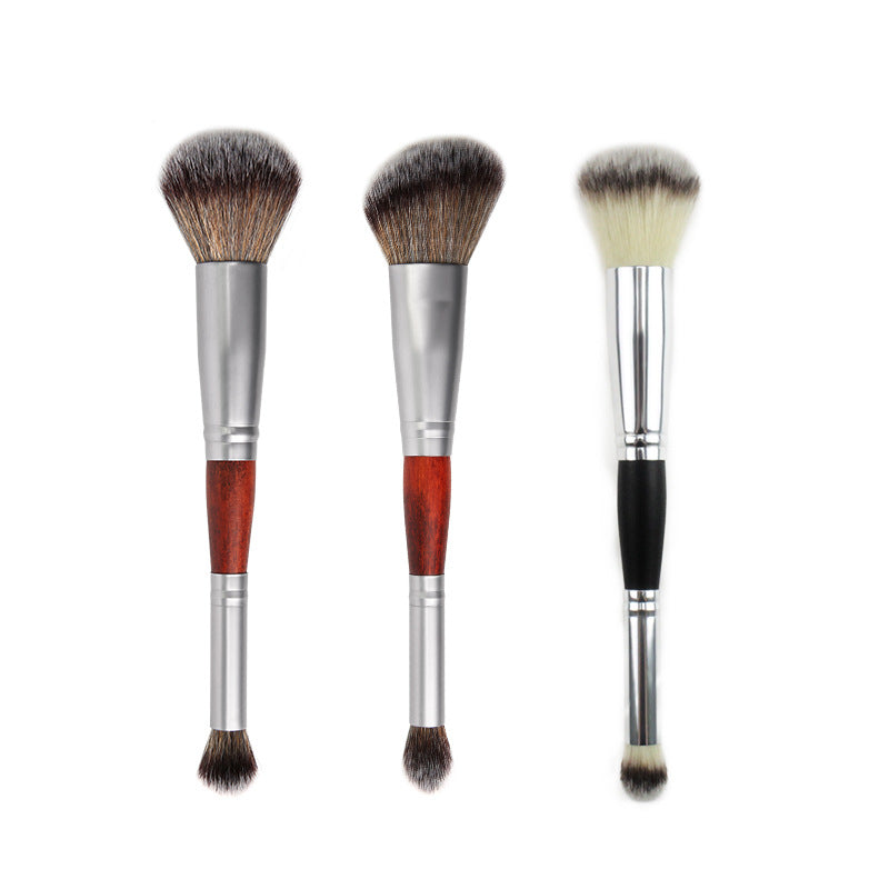 Double head (blush brush/loose powder highlighter brush + nose shadow contour brush) universal makeup brush