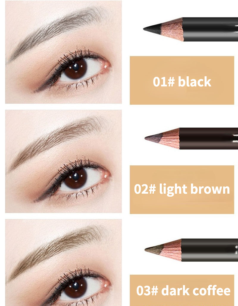 Double head duckbill head waterproof and sweatproof wooden eyebrow pencil