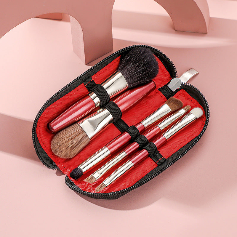 Dual-Ended Portable Fine Peaks Goat Hair Makeup Brush Set