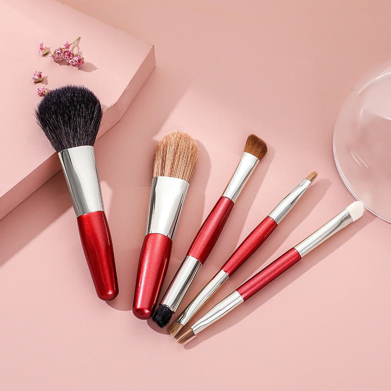 Dual-Ended Portable Fine Peaks Goat Hair Makeup Brush Set