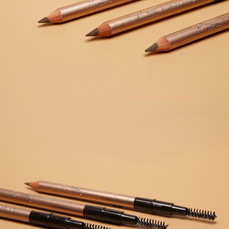 Waterproof and sweatproof aluminum sleeve wooden pole eyebrow pencil