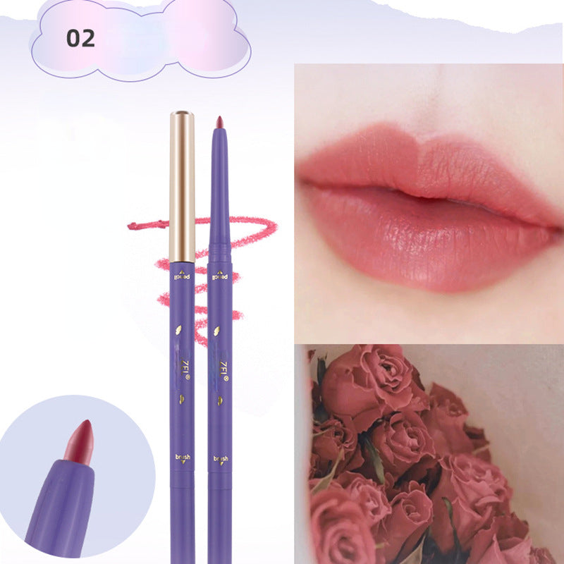Waterproof non-stick cup matte fine core double-ended (lip pencil + lip brush) lip liner