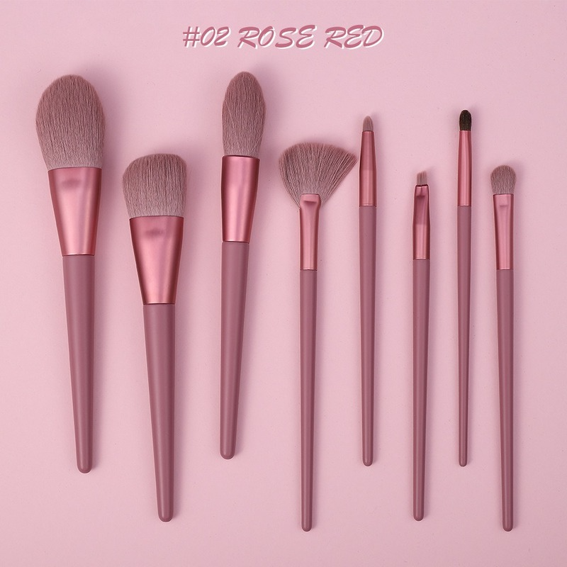 Set of eight makeup brushes