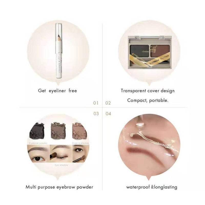 Eyebrow brush + eyebrow pencil + eyebrow powder waterproof two-color eyebrow powder set