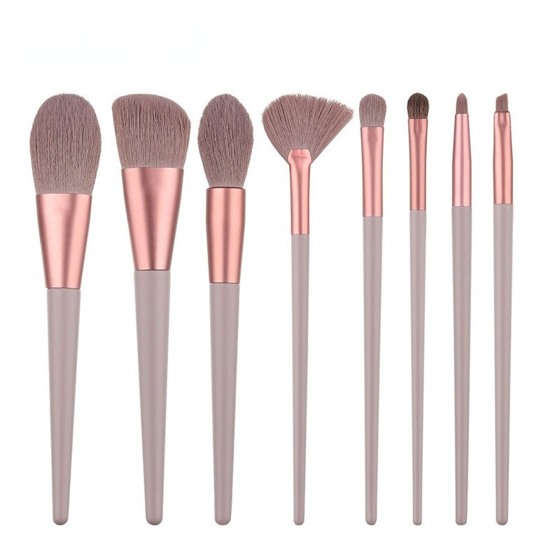 Set of eight makeup brushes