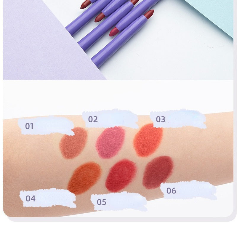Waterproof non-stick cup matte fine core double-ended (lip pencil + lip brush) lip liner