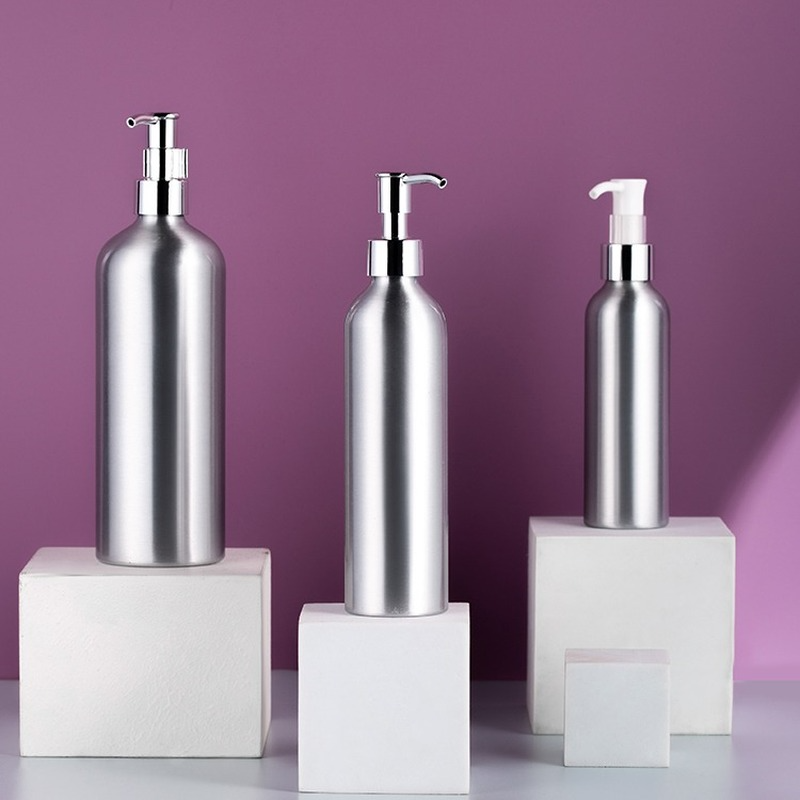 Aluminium Cosmetic Oil Bottle With Silver Oil Pump