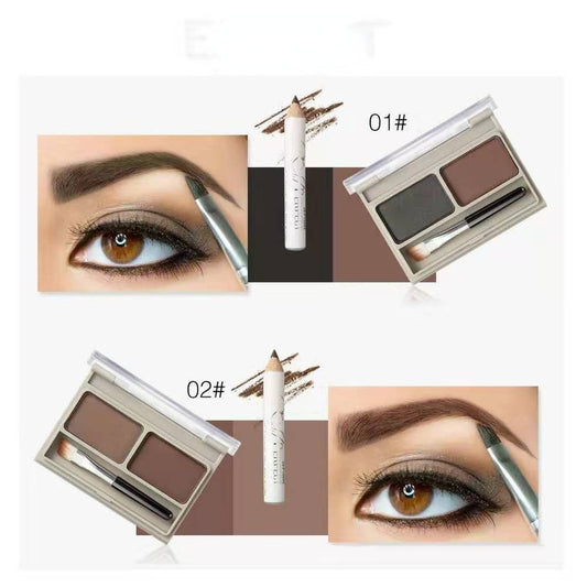 Eyebrow brush + eyebrow pencil + eyebrow powder waterproof two-color eyebrow powder set