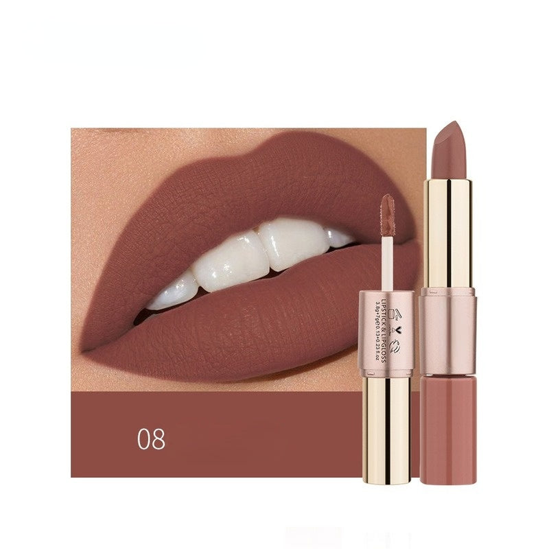 Two-in-one non-stick velvet matte lip gloss lipstick