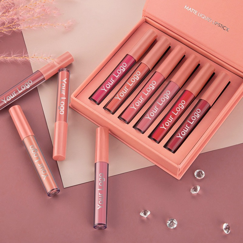 makeup gift sets matte lipstick 6pcs Velvet Moisturizing Waterproof Long Lasting Matte Rose Non-Stick Cup Lip Gloss