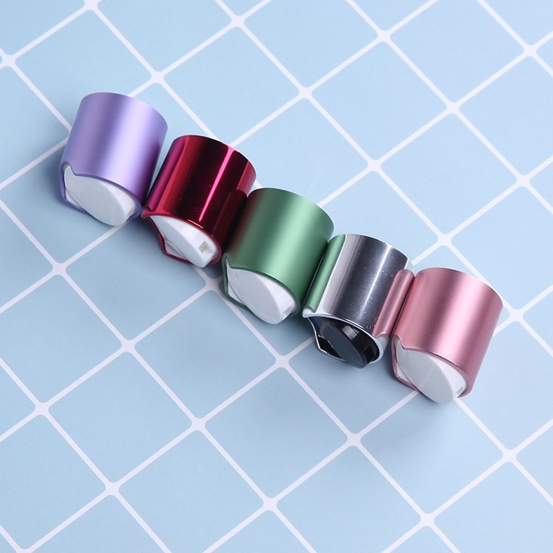 Chrome metallic cosmetic bottle disc top cap