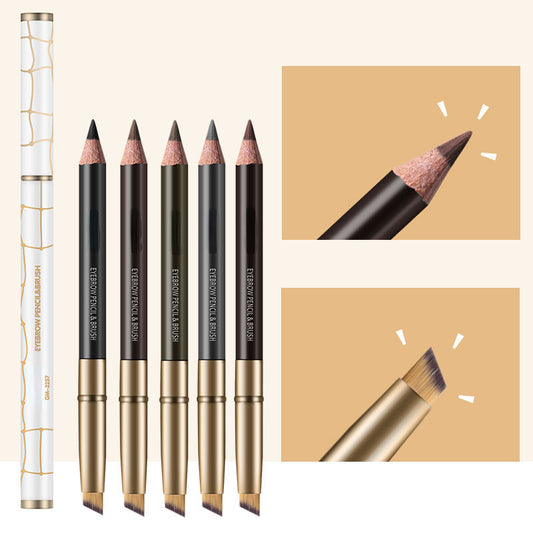 Double head duckbill head waterproof and sweatproof wooden eyebrow pencil