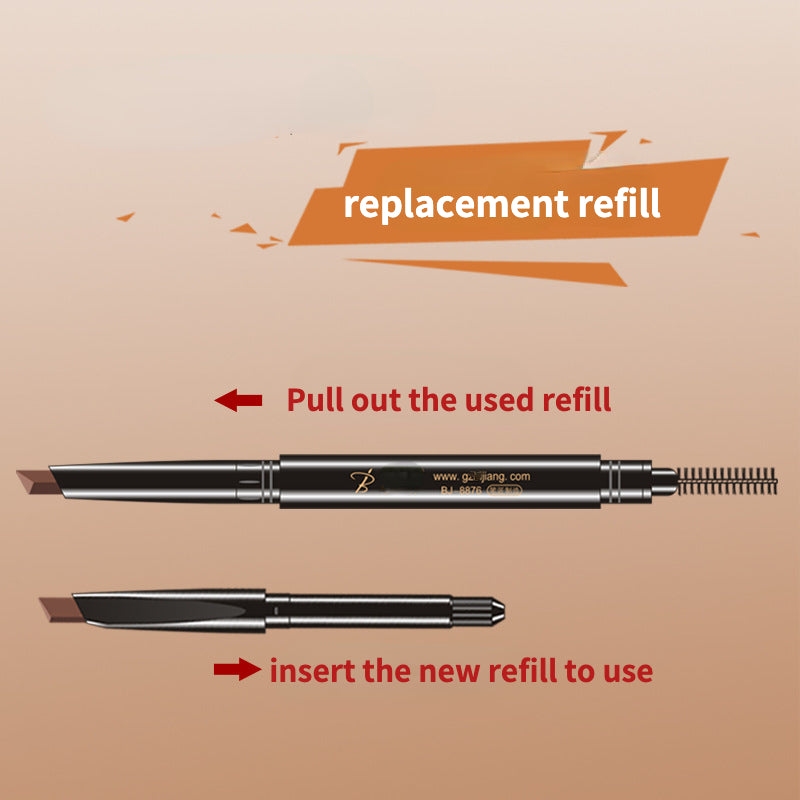 Auto-rotating triangle double-ended eyebrow pencil