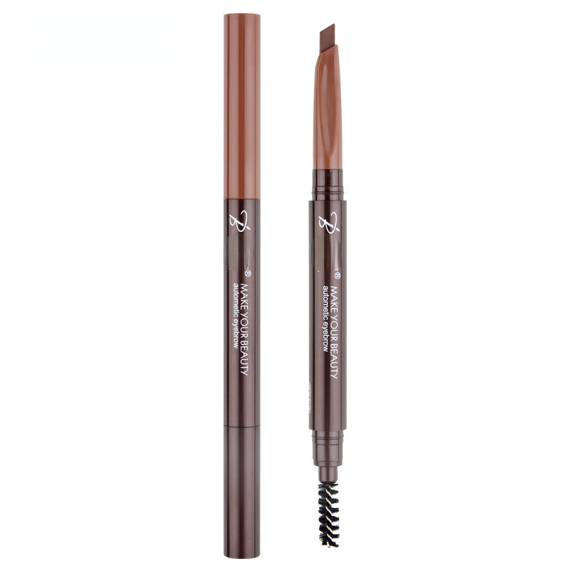 Double head automatic rotating machete triangle waterproof eyebrow pencil