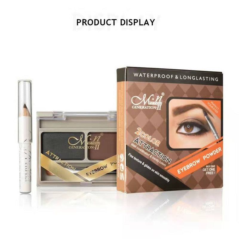 Eyebrow brush + eyebrow pencil + eyebrow powder waterproof two-color eyebrow powder set