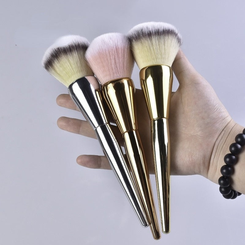 Nylon Bristle Powder Blush Brush with Metal Handle